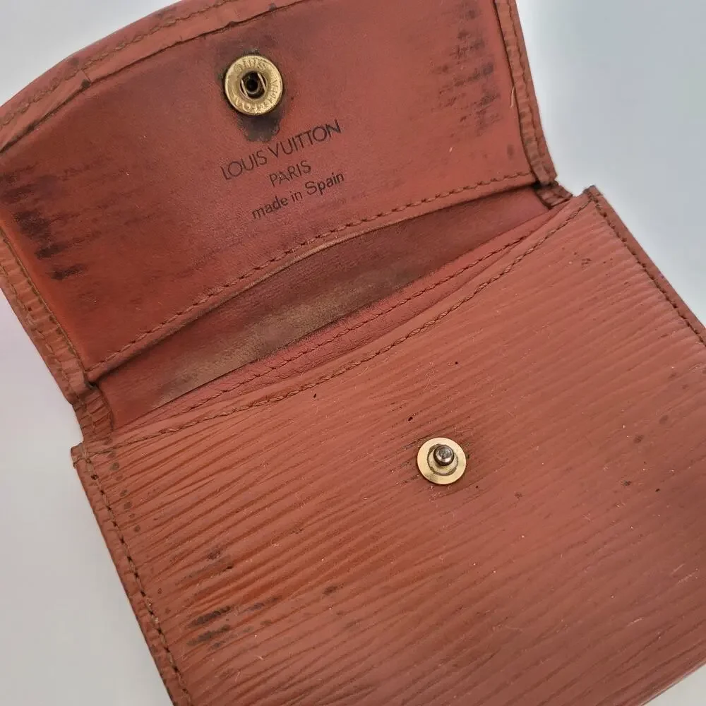 Louis Vuitton Epi Cartes Crédit Wallet Small Card Holder Brow Leather Retro Logo